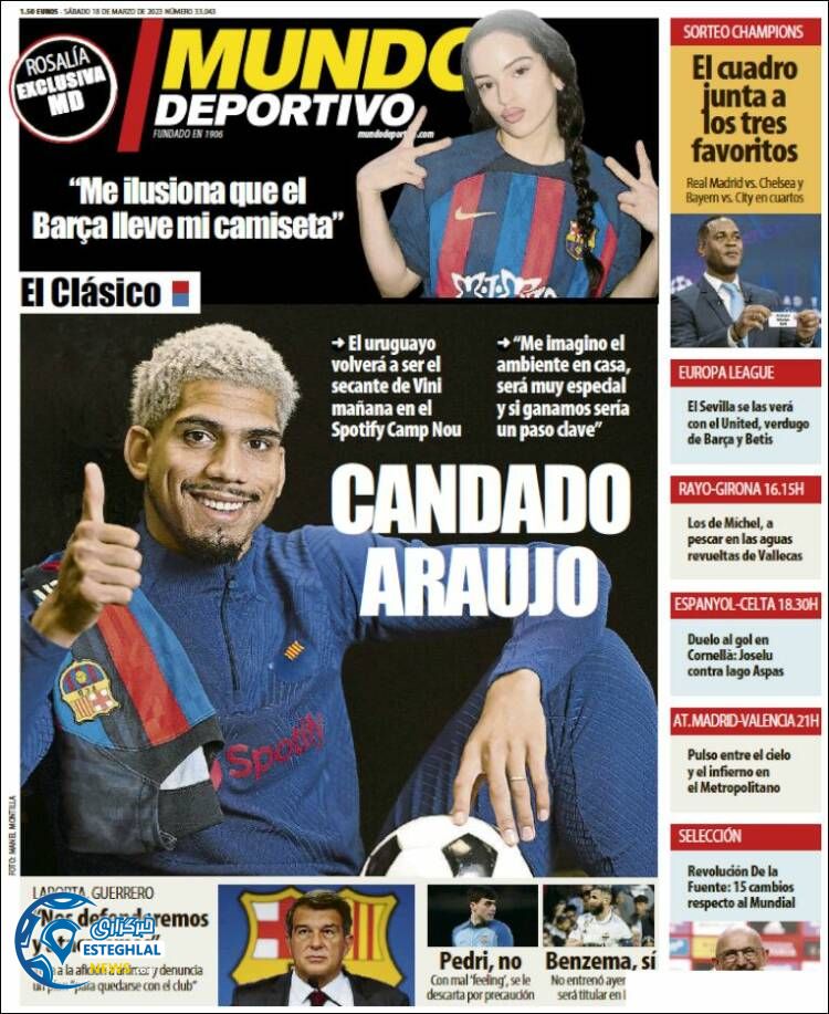 روزنامه ورزشی موندو دپورتیوو شنبه 27 اسفند 1401 