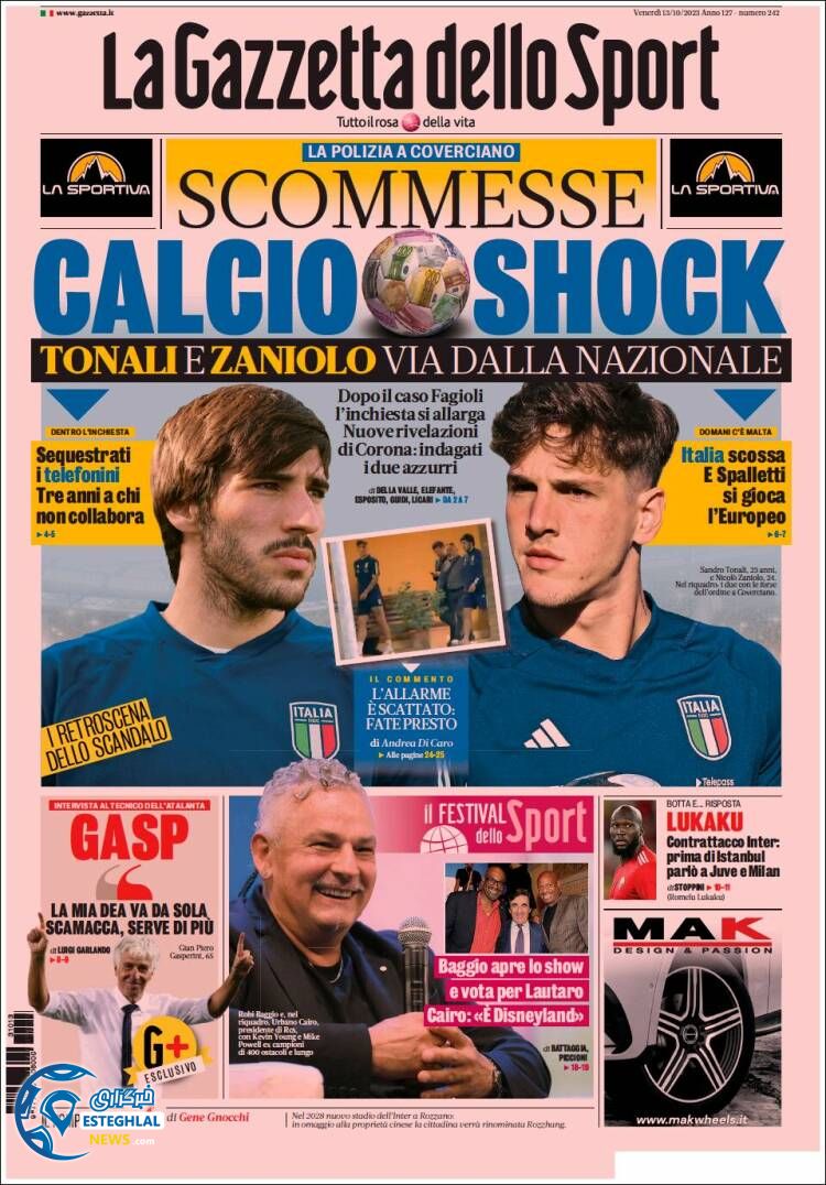 روزنامه ورزشی گاتزتا دلو اسپورت جمعه 21 مهر 1402