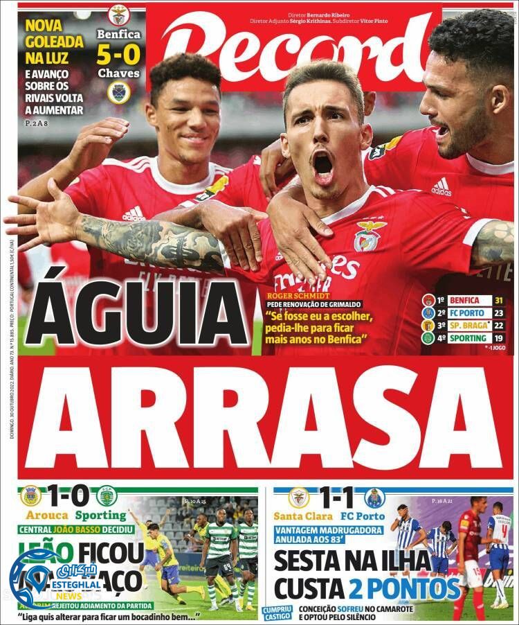 روزنامه ورزشی رکورد یکشنبه 8 آبان 1401 