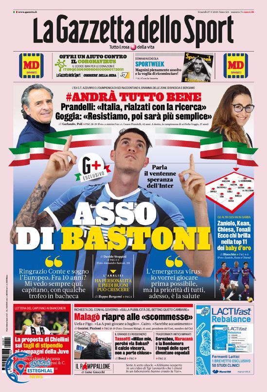 روزنامه ورزشی گاتزتا دلو اسپورت جمعه 8 فروردین 1399