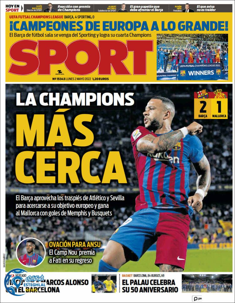 روزنامه ورزشی اسپورت دوشنبه 12 اردیبهشت 1401