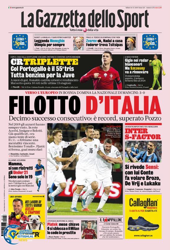 روزنامه ورزشی گاتزتا دلو اسپورت شنبه 25 آبان 1398