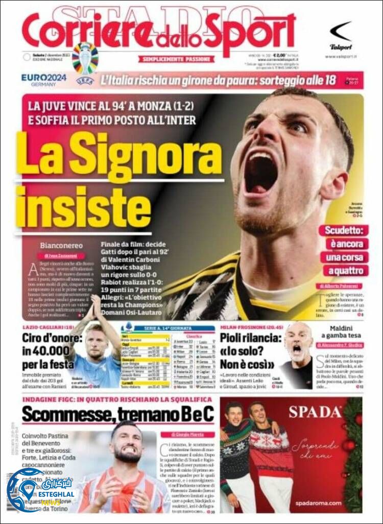 روزنامه ورزشی کوریره دلو اسپورت شنبه 11 آذر 1402 