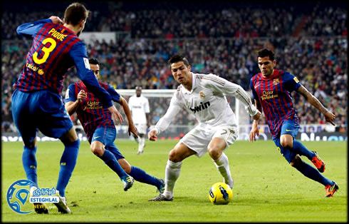 cristiano ronaldo 395 dribbling pique xavi and daniel alves real madrid barcelona clasico