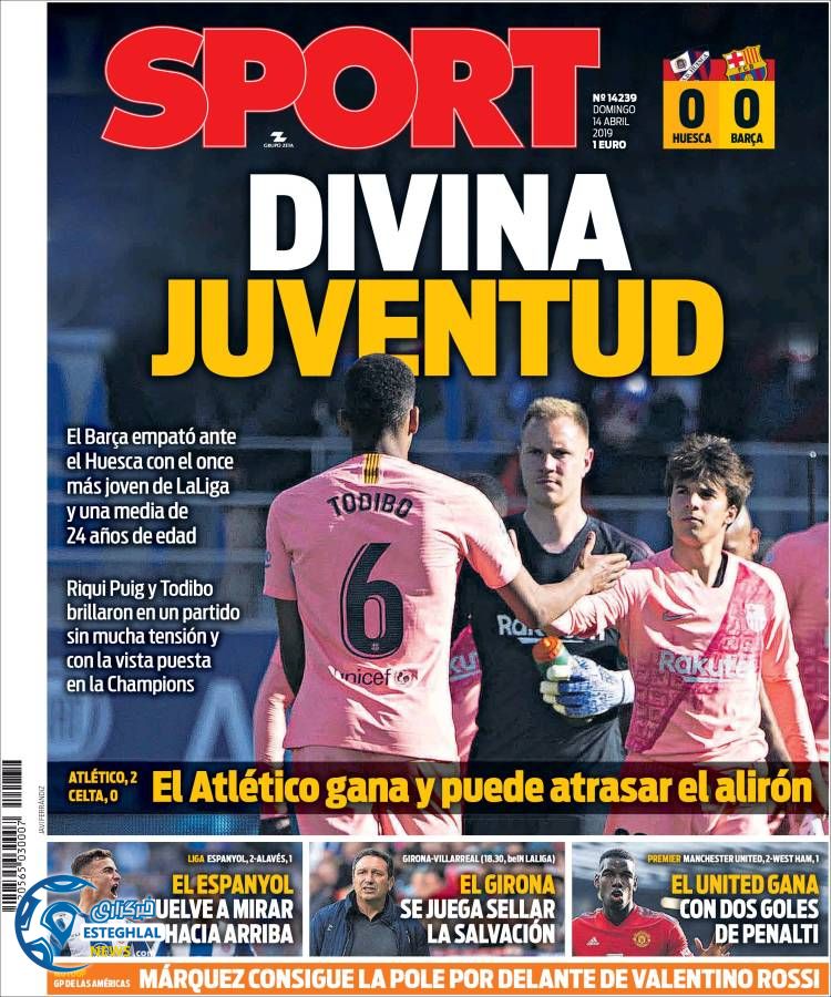 روزنامه ورزشی اسپورت یکشنبه 25 فروردین 1398