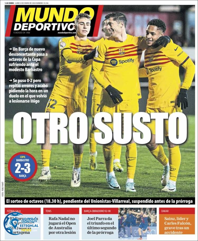 روزنامه ورزشی موندو دپورتیوو دوشنبه 18 دی 1402 