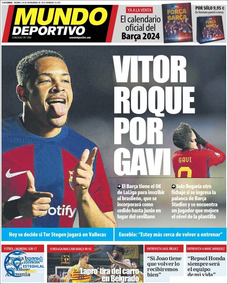 روزنامه ورزشی موندو دپورتیوو جمعه 3 آذر 1402 