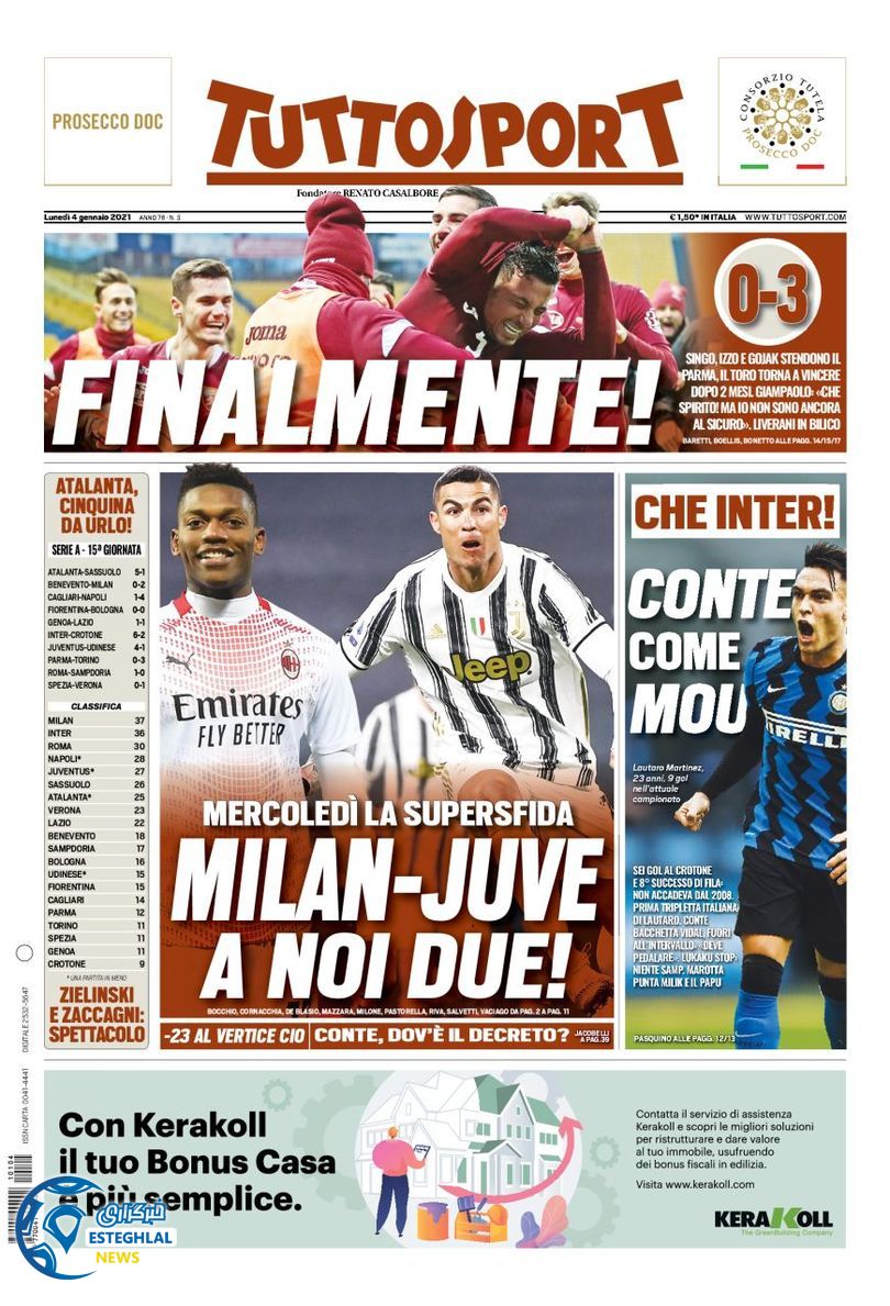 روزنامه ورزشی توتو اسپورت دوشنبه 15 دی 1399