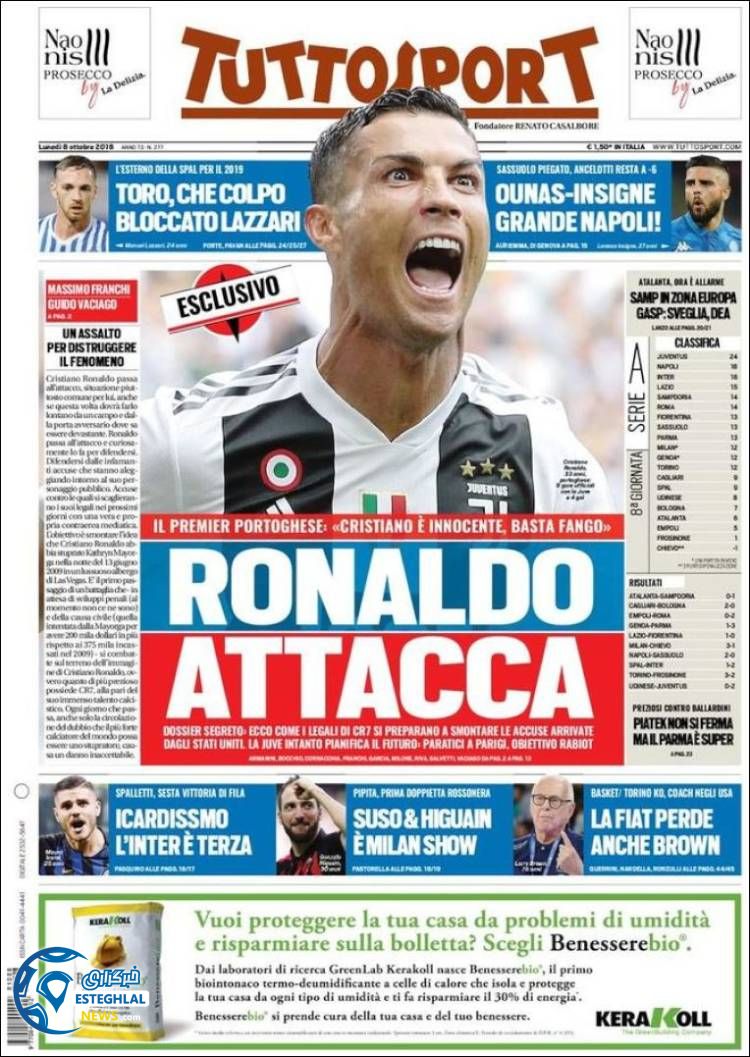 روزنامه ورزشی توتو اسپورت دوشنبه 16 مهر 1397