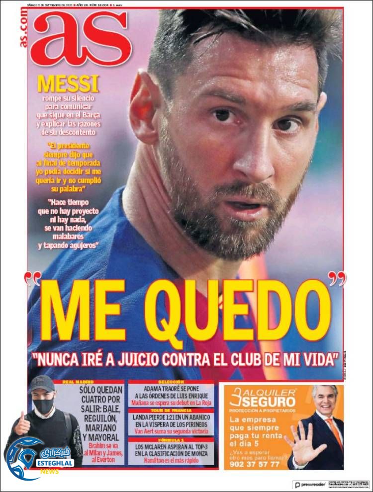 روزنامه ورزشی آاس شنبه 15 شهریور 1399