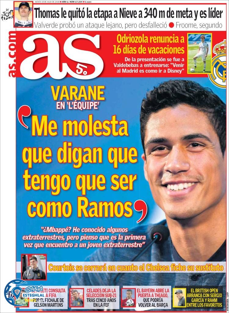 روزنامه ورزشی آ اس پنجشنبه 28 تیر 1397