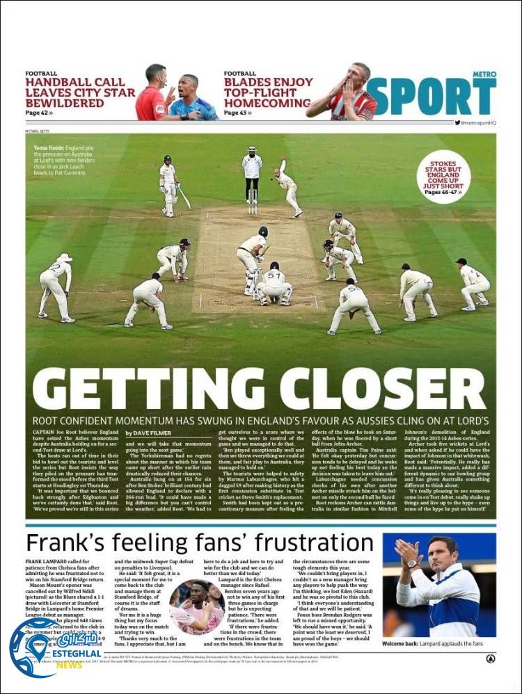 روزنامه ورزشی مترو اسپورت دوشنبه 28 مرداد 1398