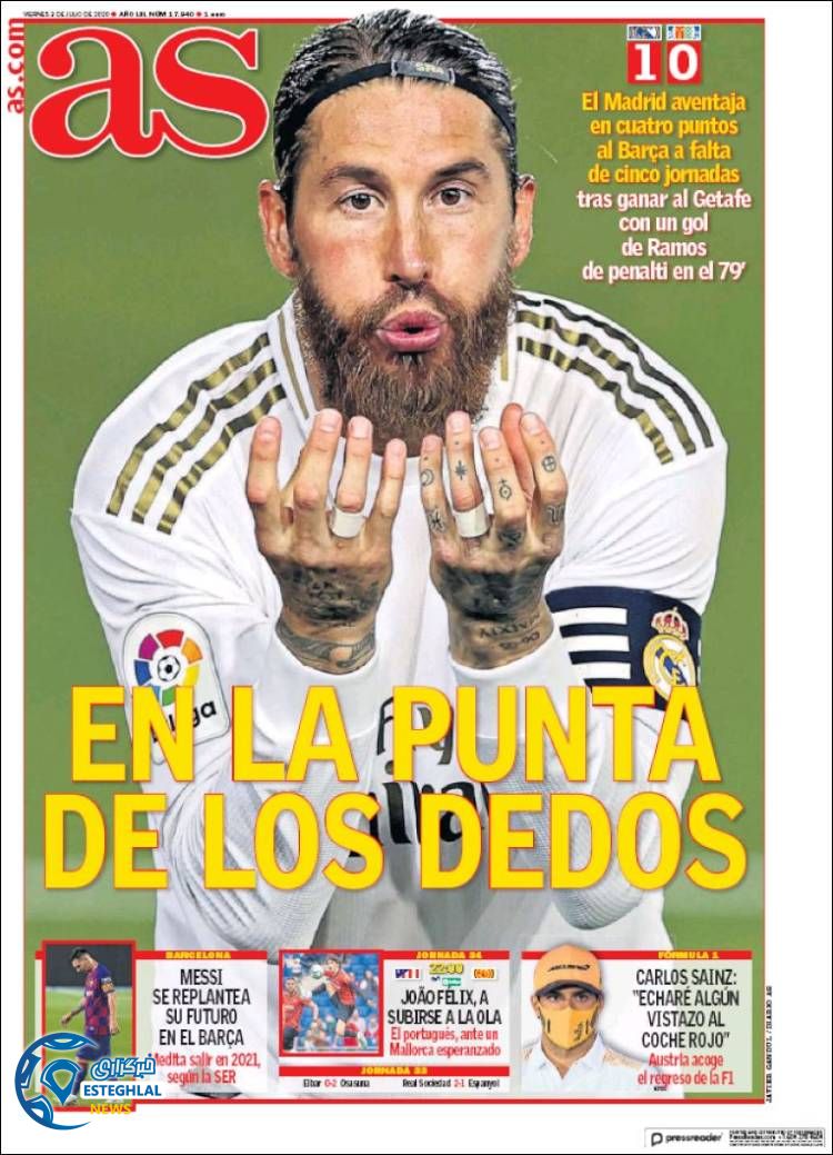 روزنامه ورزشی آاس جمعه 13 تیر 1399