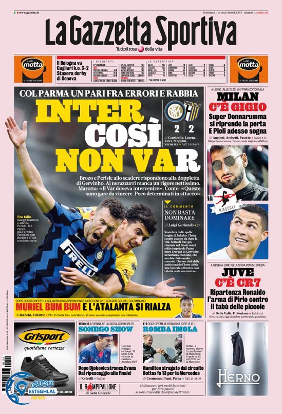 روزنامه ورزشی گاتزتا دلو اسپورت یکشنبه 11 آبان&nbsp;1399.