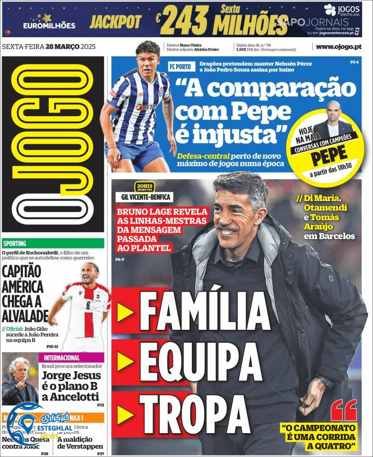 روزنامه  ورزشی  اوجوگو جمعه 8 فروردین 1404 