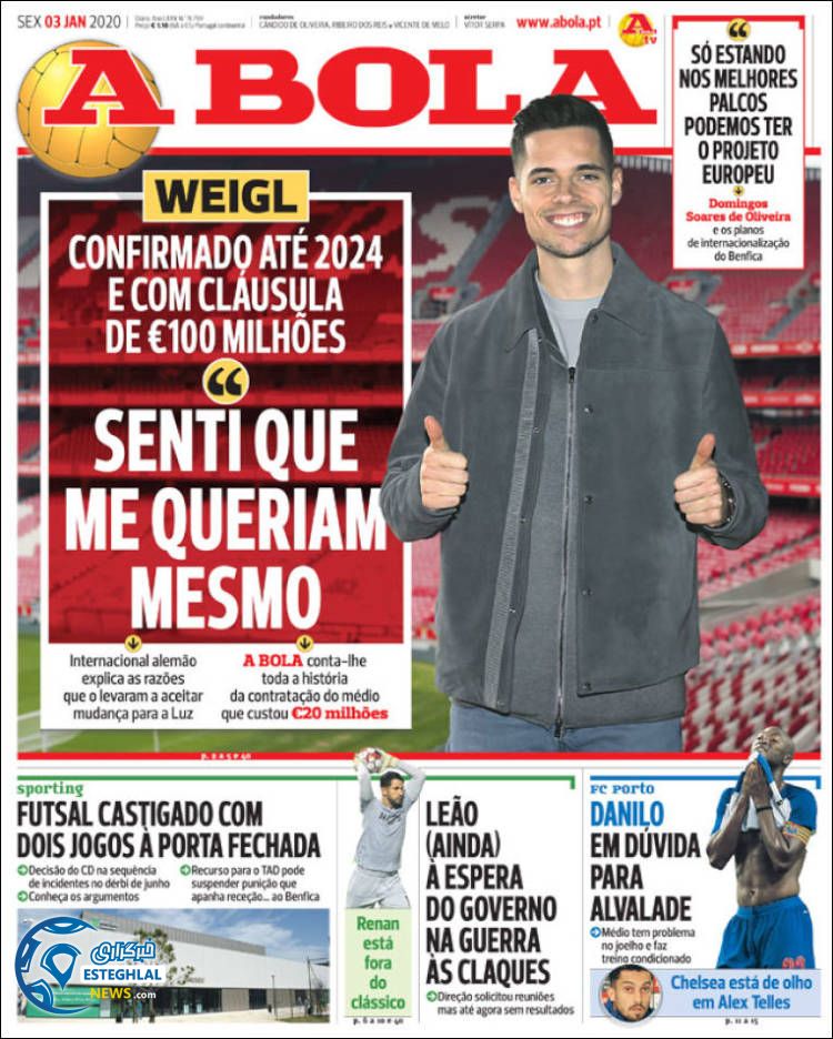 روزنامه ورزشی آبولا جمعه 13 دی 1398