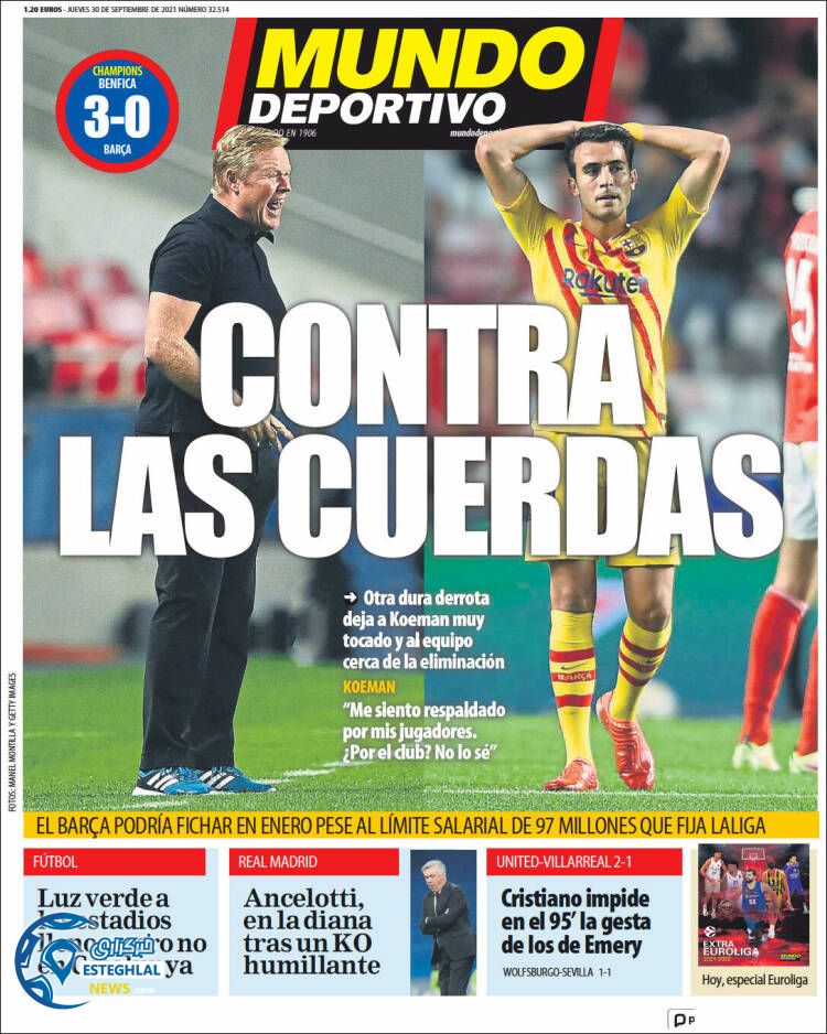 روزنامه ورزشی موندو دپورتیوو پنجشنبه 8 مهر 1400