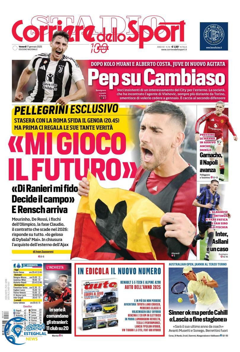 روزنامه ورزشی کوریره دلو اسپورت جمعه 28 دی 1403