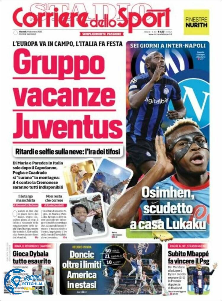 روزنامه ورزشی کوریره دلو اسپورت پنجشنبه 8 دی 1401 