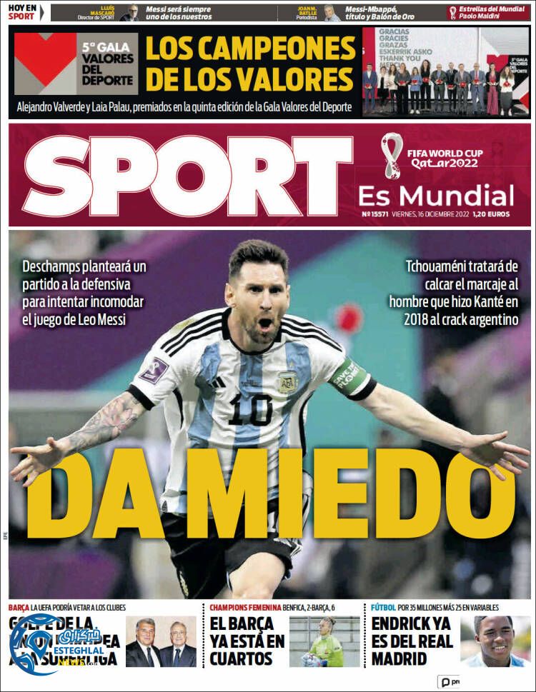 روزنامه  ورزشی اسپورت جمعه 25 آذر 1401 