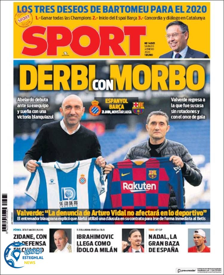 روزنامه ورزشی اسپورت شنبه 14 دی 1398