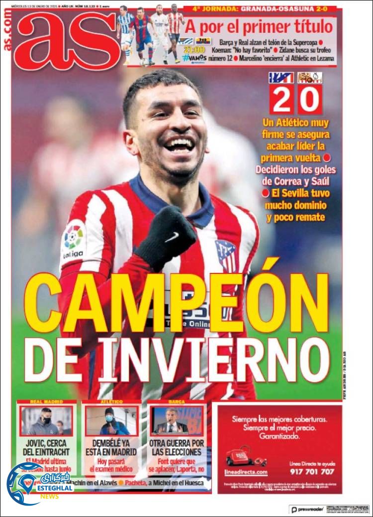 روزنامه ورزشی آاس چهارشنبه 24 دی 1399