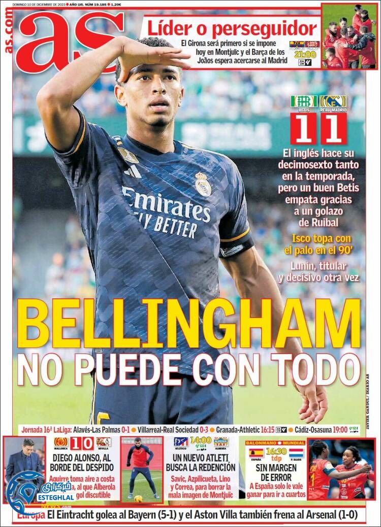 روزنامه ورزشی آ اس یکشنبه 19 آذر 1402 