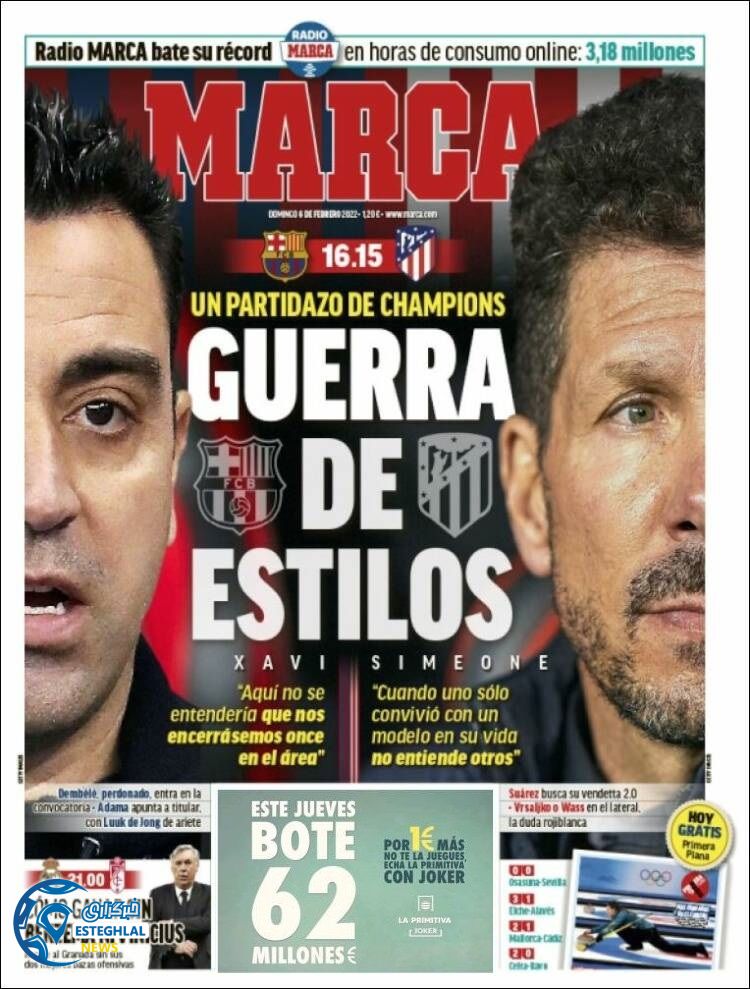 روزنامه ورزشی مارکا یکشنبه 17 بهمن 1400