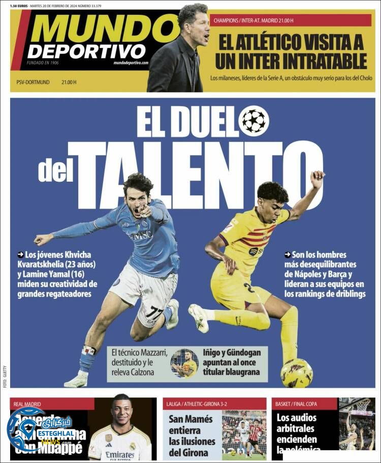 روزنامه ورزشی موندو دپورتیوو سه شنبه 1 اسفند 1402