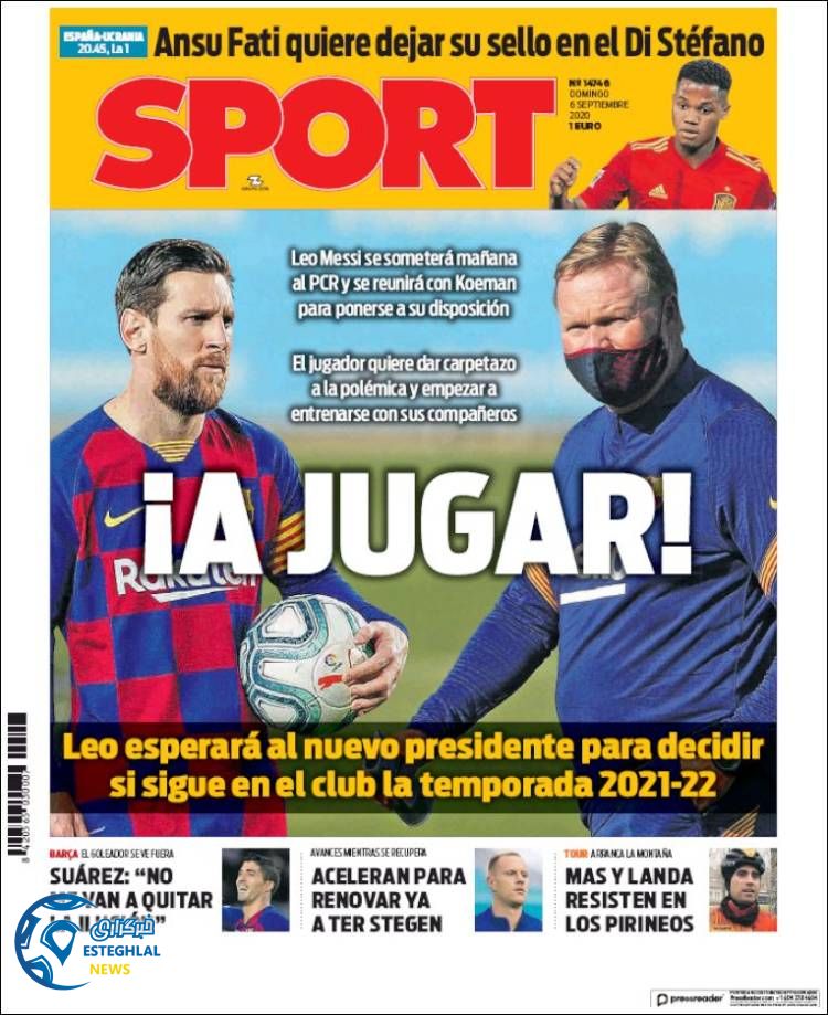 روزنامه ورزشی اسپورت یکشنبه 16 شهریور 1399