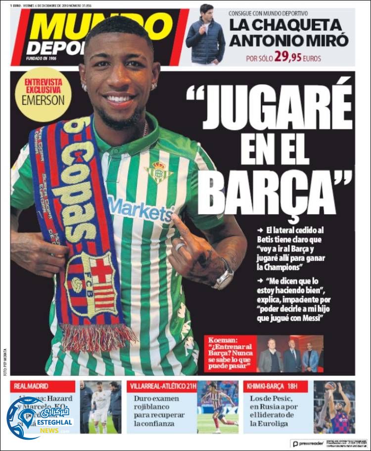 روزنامه ورزشی موندو دپورتیوو جمعه 15 آذر 1398