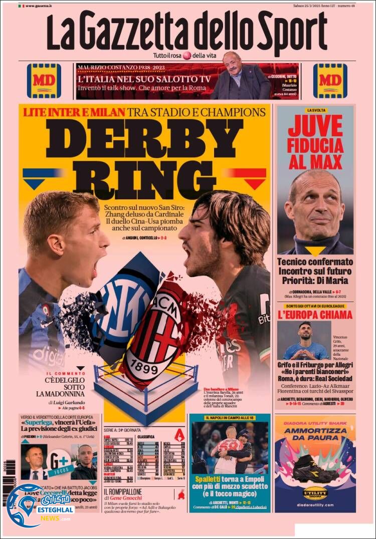 روزنامه ورزشی گاتزتا دلو اسپورت شنبه 6 اسفند 1401 