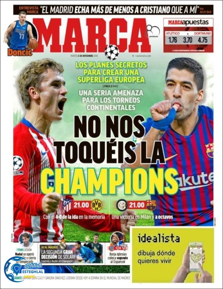 روزنامه ورزشی مارکا سه شنبه 15 آبان 1397