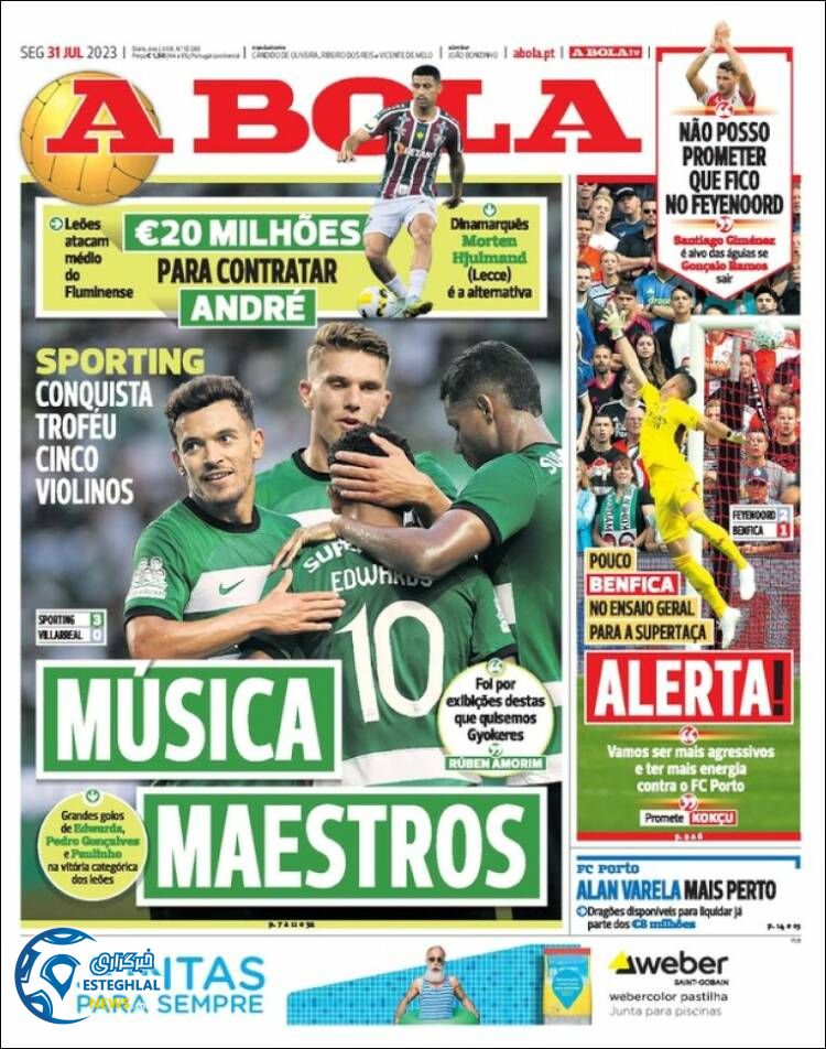 روزنامه  ورزشی آبولا دوشنبه 9 مرداد 1402 