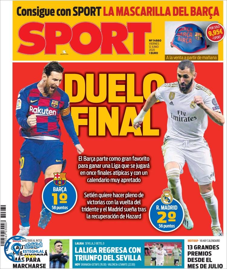 روزنامه ورزشی اسپورت جمعه 23 خرداد 1399