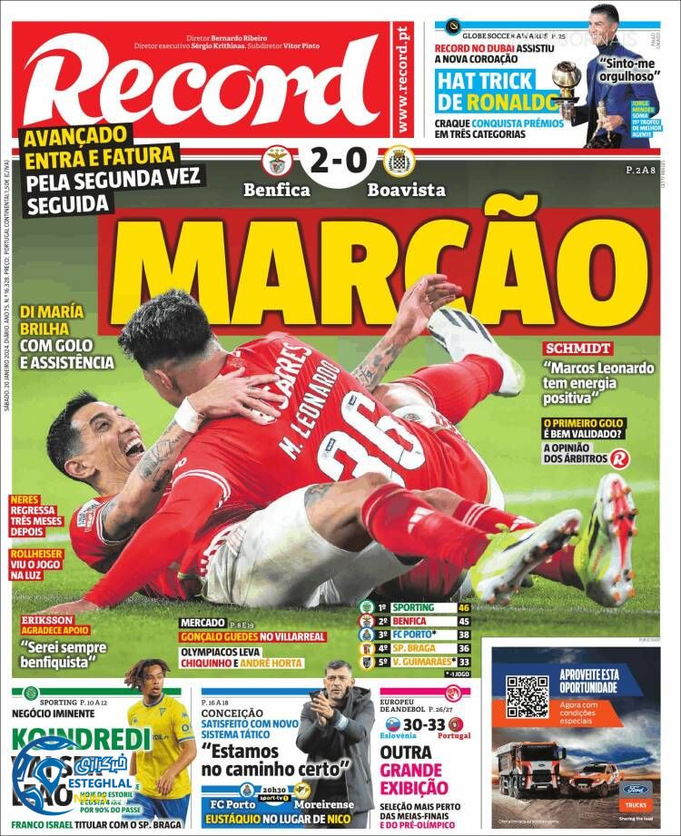 روزنامه  ورزشی  رکورد شنبه 30 دی 1402 