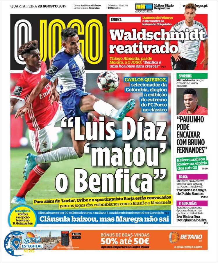 روزنامه ورزشی جوگو چهارشنبه 6 شهریور 1398