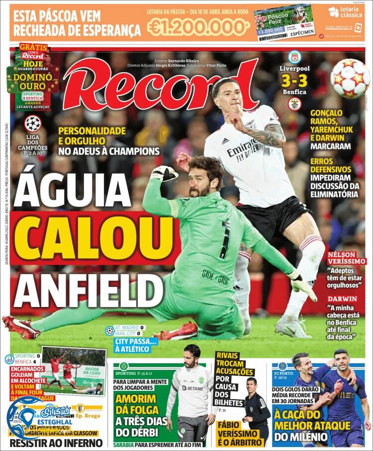 روزنامه ورزشی رکورد پنجشنبه 25 فروردین 1401