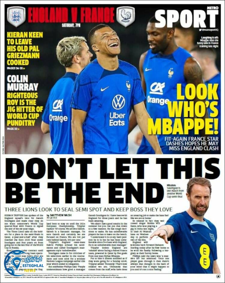 روزنامه ورزشی مترو اسپورت جمعه 18 آذر 1401