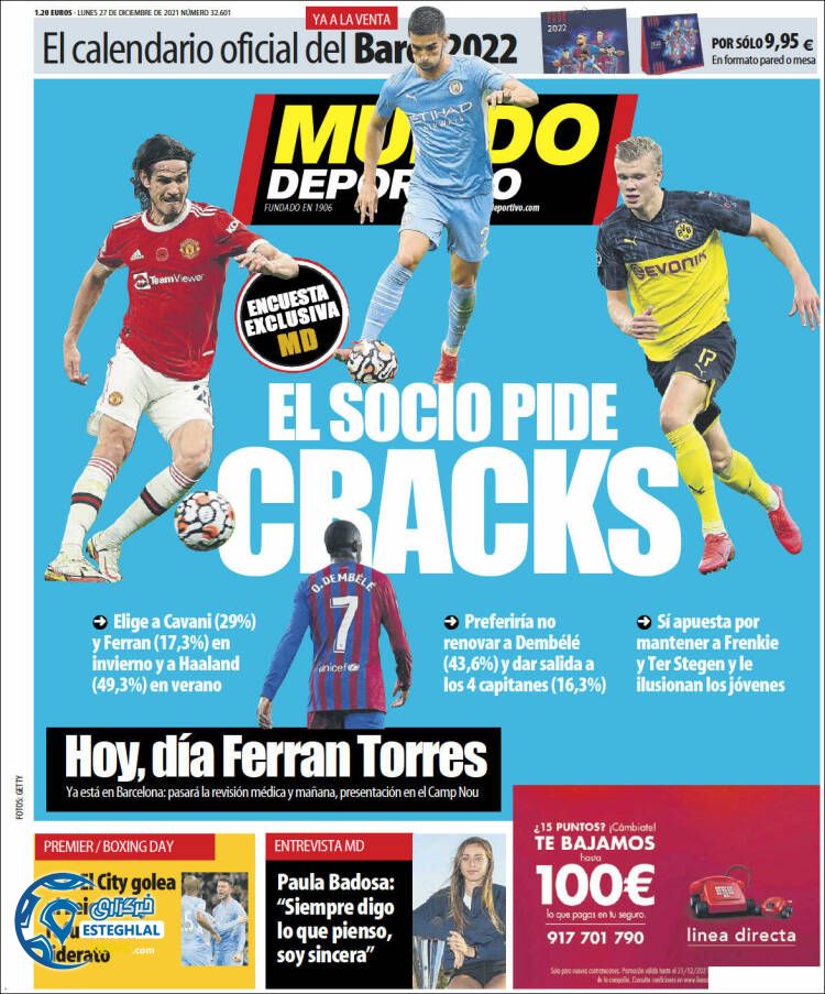 روزنامه ورزشی موندو دپورتیوو دوشنبه 6 دی 1400