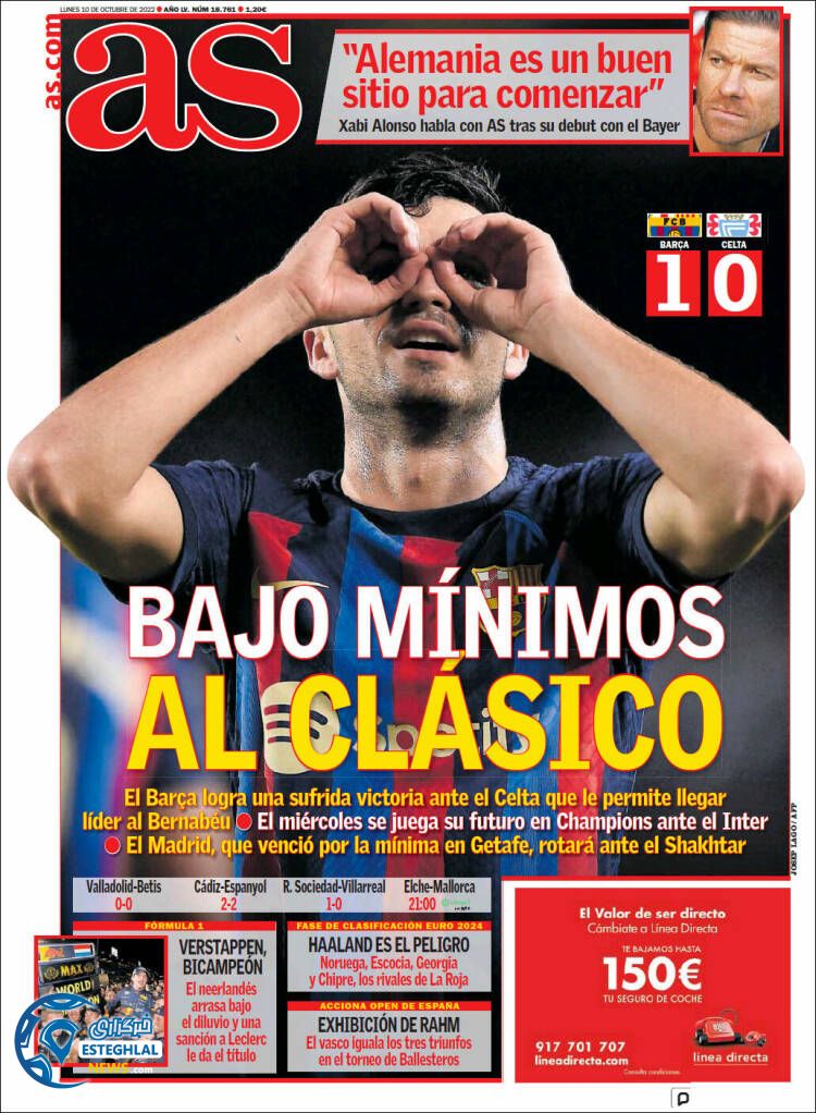 روزنامه آاس دوشنبه 18 مهر 1401 