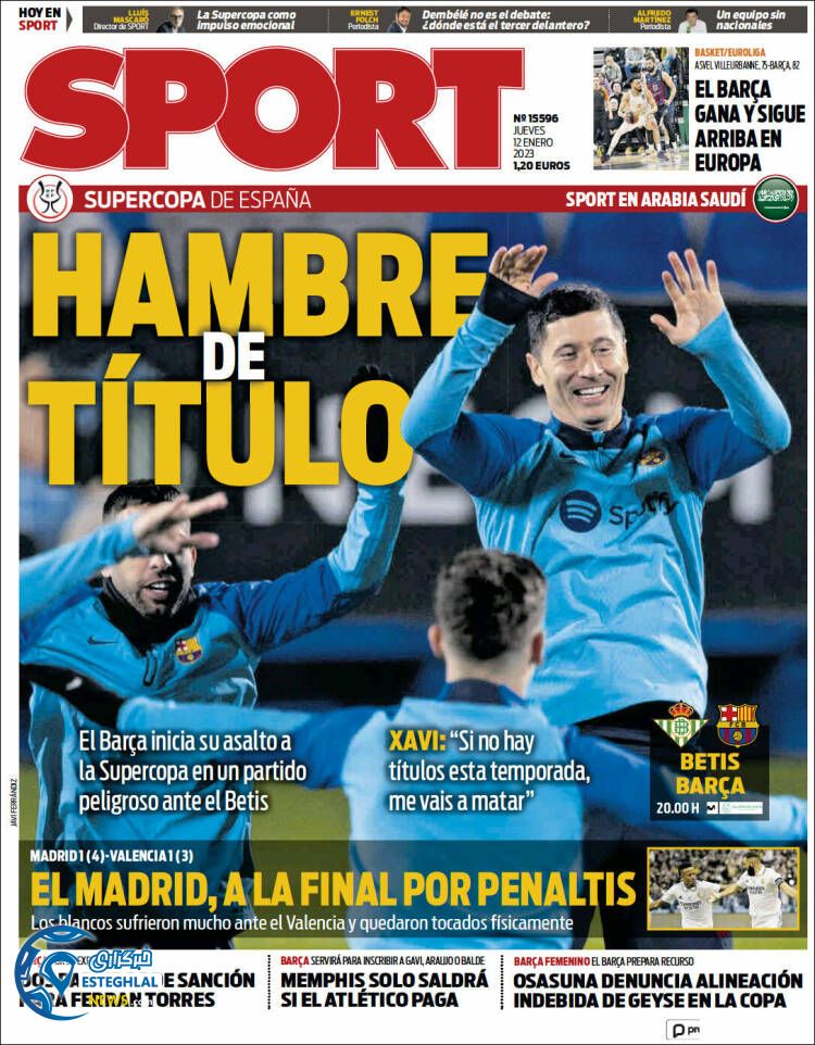 روزنامه ورزشی اسپورت پنجشنبه 22 دی 1401 