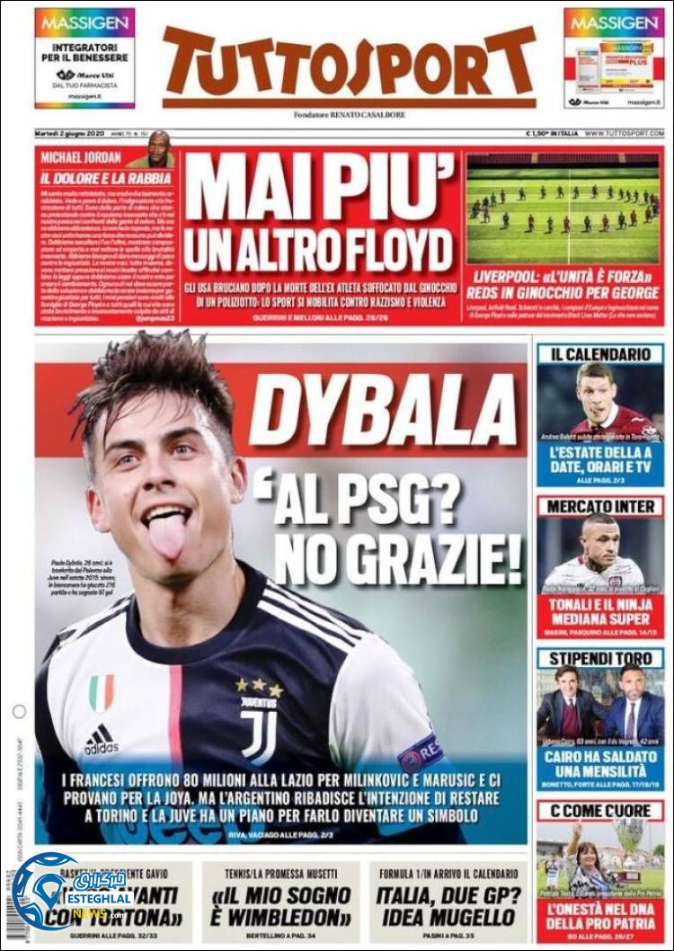 روزنامه ورزشی توتو اسپورت سه شنبه 13 خرداد 1399