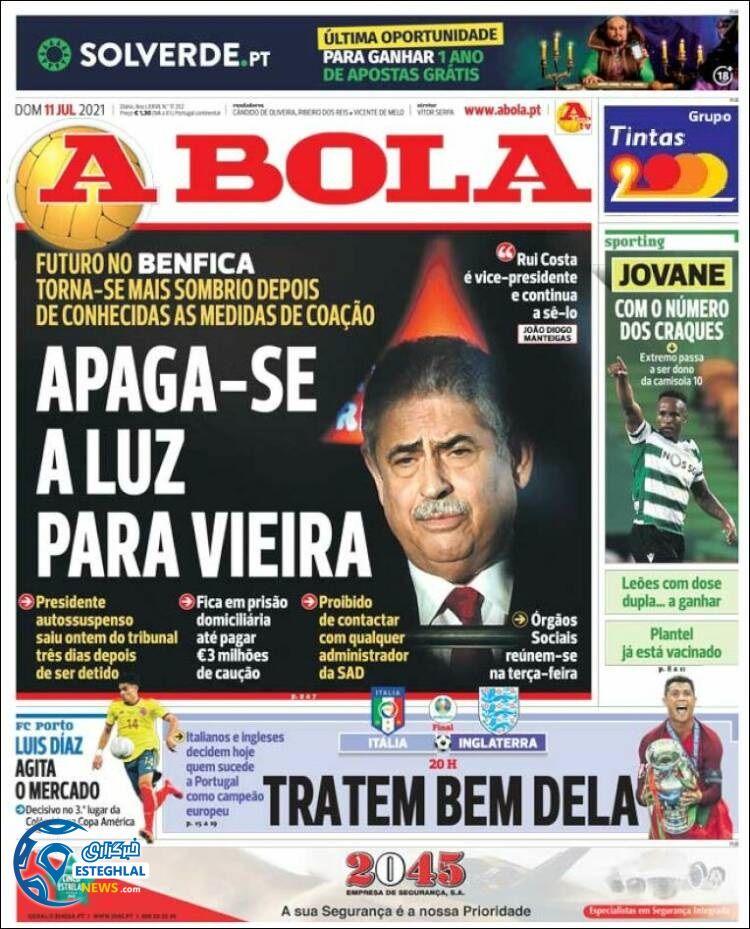 روزنامه ورزشی آبولا یکشنبه 20 تیر 1400