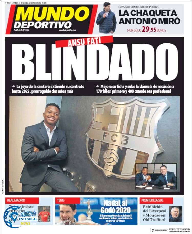 روزنامه ورزشی موندو دپورتیوو پنجشنبه 14 آذر 1398