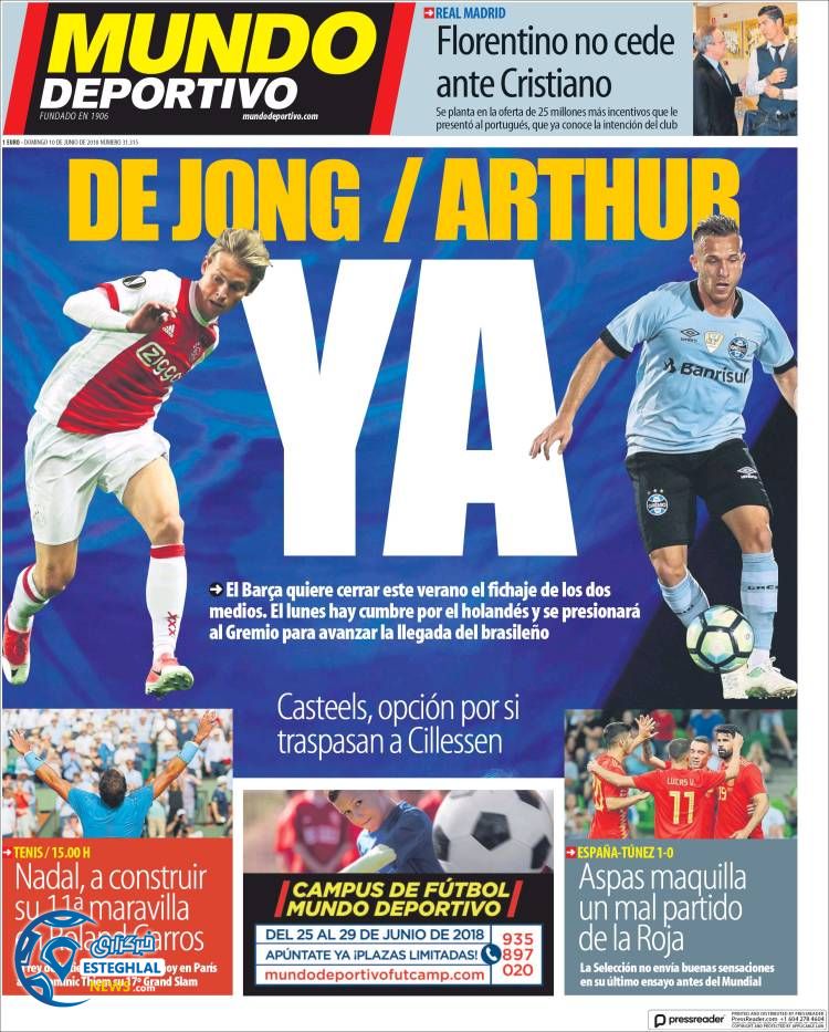 روزنامه ورزشی موندو دپورتیوو یکشنبه 20 خرداد 1397