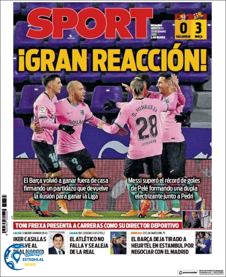 روزنامه ورزشی اسپورت چهارشنبه 3 دی 1399