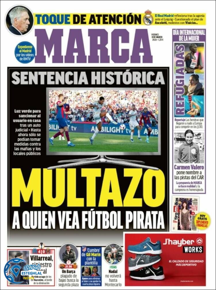 روزنامه ورزشی مارکا جمعه 18 اسفند 1402 