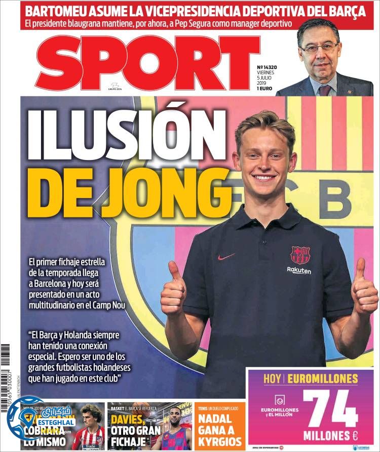 روزنامه ورزشی اسپورت جمعه 14 تیر 1398