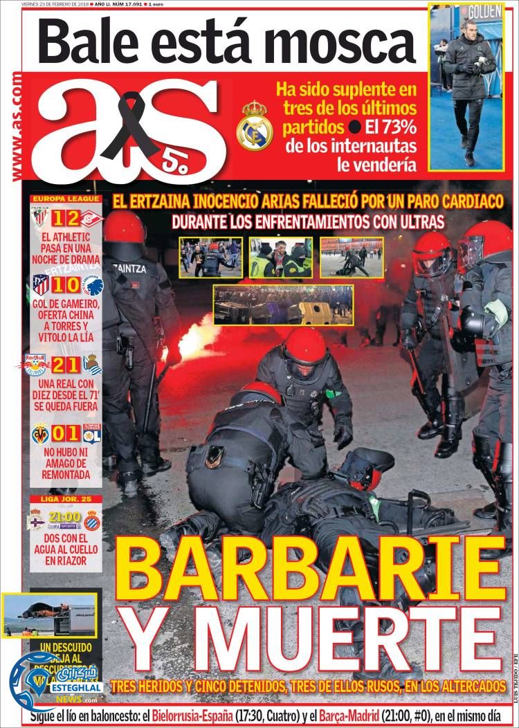 روزنامه ورزشی آ اس جمعه 4 اسفند 1396